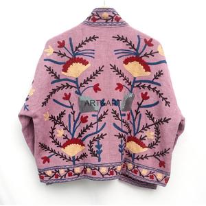 Chaqueta Suzani Bordada a Mano Estilo Boho, Chaqueta Floral, Chaqueta Suzani Bordada, Chaqueta TNT, Ropa de Mujer - Product Image 4