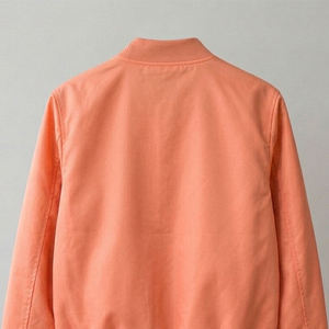 Blouson bomber corail pour homme, coupe classique, col rabattu, fermeture éclair, couleur unie, style décontracté, vêtement d'automne - Product Image 6