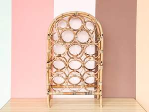 Elegant Boho Rattan Wine Rack For Natural <b>Kitchen</b> Decor And Convenient <b>Storage</b> Of Multiple Wine Bottles - Product Image 3