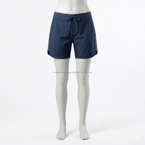 Shorts de bain pour femmes à marque privée, extensibles dans 4 directions, respirants, séchage rapide, légers, avec cordon de serrage, décontractés, pour les vacances à la plage, OEM - Product Image 2
