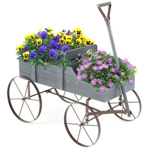 Gray Wooden Plant Frame with Wheels Flower Pots & Planters Product Category - Product Image 1