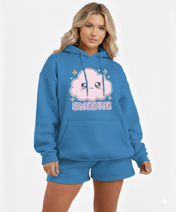 Ensemble sweat à capuche et short pour femme, nouveau style, 100% coton respirant, décontracté, hiver, sweat à capuche et short - Product Image 6