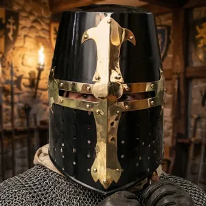 CHk Crusader Medieval Helmet Handmade Polished Metal Still Life Vintage Home Decor Father's Day Mother's Day Christmas New Year - Product Image 3