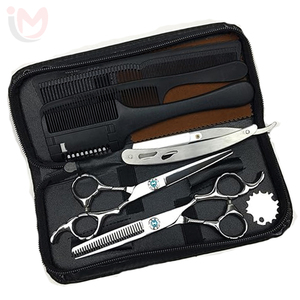 Professional Hairdressing Scissors <b>Set</b> Stainless Steel 6.0 Inch Matte Black <b>Barber</b> Salon Tools with Combs and Case - Product Image 1