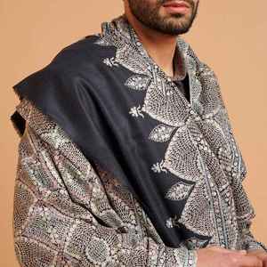 Luxury Embroidered Pashmina Wool <b>Shawl</b> Soft Warm Breathable Traditional Handcrafted Solid Men's Winter <b>Wrap</b> Formal Casual - Product Image 2