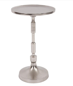 Mesa de Centro Moderna con Pedestal de Metal, Mesa Auxiliar Redonda, Tono Plateado, Duradera y Fácil de Limpiar, Muebles para Sala de Estar - Product Image 1