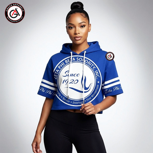 เสื้อฮู้ดครอปผ้าฟลีซใยไผ่ปักลาย Zeta Phi Beta Sorority สำหรับผู้หญิง |   ZPB Sorority Sublimated Custom Style - Product Image 4