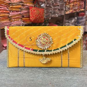 New Arrival 2025 Beautiful Women <b>Bags</b> and Gotta Patti Work Lehriya Printed Designs Hand <b>Bags</b> for Wedding , Hldi ,mehendi Decor - Product Image 5
