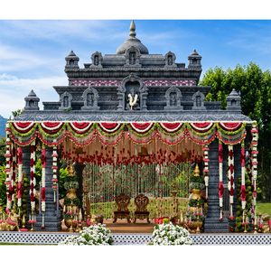 งานแต่งงานธีมกลางแจ้งแบบอินเดียใต้  มูห์รทัม มานดัป  ศาลาแต่งงานไม้แบบดั้งเดิม พร้อมตกแต่งด้วยดอกไม้สำหรับพิธีกรรมวีดิก - Product Image 1