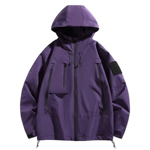 Chaqueta Impermeable de Alta Gama, Extragrande, Blanca, Cortavientos, con Capucha, Estilo Urbano, Funcional para Exteriores, con Múltiples Bolsillos - Product Image 4