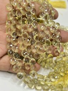 Cuentas facetadas de cuarzo limón natural AAA en forma de corazón, tamaño 6-7 mm aprox. Cadena de 8 Pulgadas - Product Image 4