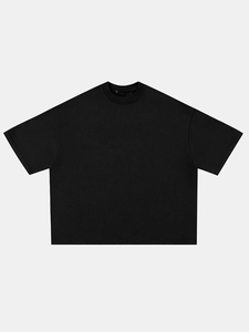 เสื้อยืดคอกลมแขนสั้นสีดำสำหรับผู้ชาย ผ้าฝ้ายเจอร์ซีย์ 100% ทรงปกติ สไตล์ลำลอง สีพื้น ทอแบบเรียบ - Product Image 1