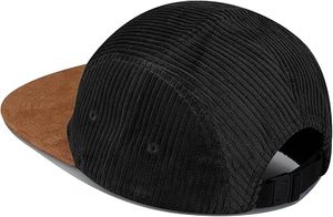 Gorra Snapback de Cinco Paneles de Pana, Unisex, Color Sólido, Ajustable, Negra, con Visera Plana, Casual, para Adultos - Product Image 4