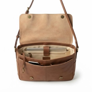 Bolso Mensajero de Cuero Genuino para Mujer, Color Sólido, Correa Ajustable, Cierre Clásico con Solapa, Uso Diario, Todas las Temporadas - Product Image 3