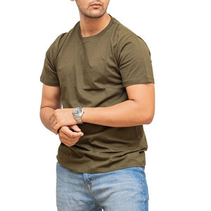 Camiseta de Manga Corta para Hombre, 350G, 100% Algodón, Color Tierra, Cuello Medio Alto, Hombros Caídos - Product Image 5