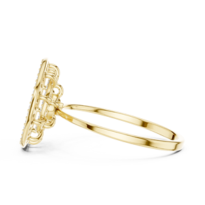 Anillo minimalista de oro amarillo macizo de 14k con forma de flor para mujer, con diamantes de corte brillante redondo y piedras cultivadas en laboratorio, para uso diario. - Product Image 2