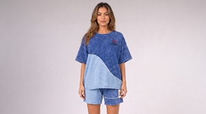 Ensemble d'été pour femmes en tissu premium délavé à l'acide, chemise et short assortis, tenue confortable et légère pour un usage quotidien - Product Image 6