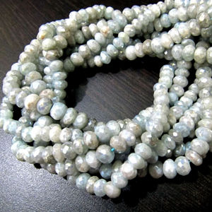 Collier de perles d'aquamarine naturelle AB Mystic Silver Coated de 7-8 mm, longueur 14 pouces - Product Image 1