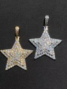 Collier Pendentif de Luxe Plaqué Or 18K de Qualité Supérieure, Diamant Moissanite Taille Brillant, Sertissage Canal, Style Hip Hop Bling pour Soirée - Product Image 3