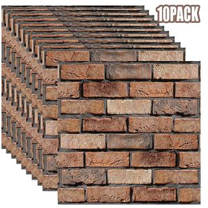 Paquete de 10 Papel Tapiz Autoadhesivo 3D Removible de 11.8 x 11.8 Pulgadas, Calcomanías de Pared con Diseño de Ladrillo Falso Vintage, Papel Tapiz Autoadhesivo - Product Image 2