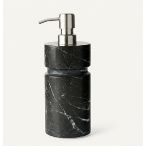 Dispensador de jabón de mármol negro Marquina natural de lujo con bomba de acero inoxidable, botella para jabón líquido y loción para manos, para hotel y hogar. - Product Image 1