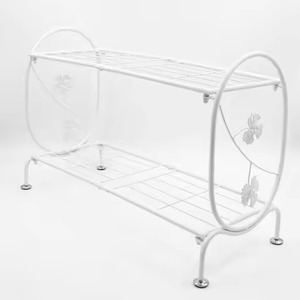 Most Trending White Metal Freestanding Shoe Rack Decorative Iron Entryway Shoe Storage Organizer Shabby Chic Home Furniture - Product Image 1