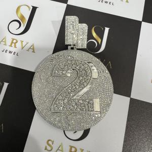 Joyería Fina, Plata S925, Colgante Personalizado con Moissanita VVS Grande, Certificado IGI, Collar con Nombre Estilo Hip Hop para Hombre - Product Image 3