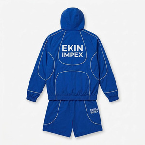 <b>Summer</b> <b>Men</b> Activewear Set Blank Custom Print Techwear Nylon Tracksuit Hooded Windbreaker <b>Jacket</b> and Shorts - Product Image 2