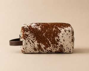 Premium Genuine Leather Hair On Toiletry Bag Luxury Travel Wash Bag High Quality Cowhide Shaving Kit For <b>Men</b> LHON-0004 - Product Image 6