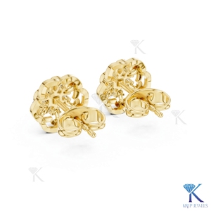 Lab Grown Diamond Brilliant Cut Open Floral Stud <b>Earrings</b> 7 Stone Cluster Scalloped Halo 14K/18K <b>Solid</b> Gold Trendy Women Bridal - Product Image 5