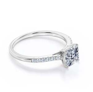 Anillo de Compromiso Vintage con Moissanita de Corte Cojín de 1.1 Quilates, Chapado en Plata con Engaste de Oro, Estilo Antiguo, Lujoso para Novia - Product Image 2