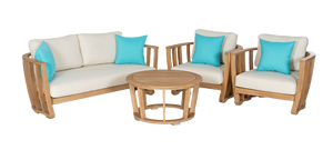 Sillón de Salón al aire libre de madera de acacia moderno de Venta caliente | Cojín azul; Ideal para hoteles y villas | Proveedor de Vietnam - Product Image 3