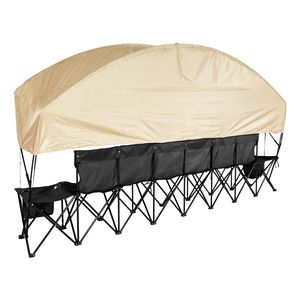 Panchina da Calcio Leggera a 6 Posti con Tasche Portaoggetti e Portabicchieri, Pieghevole e Portatile per Sedute sul Fianco del Campo - Product Image 6