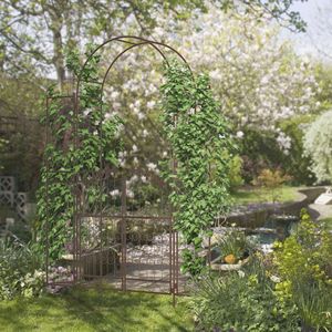 Arco da Giardino in Metallo con Motivo Fleur De Lis, Porta con Chiusura, Fioriera e Mensole per Piante Rampicanti, Ideale per Matrimoni e Cerimonie - Product Image 2