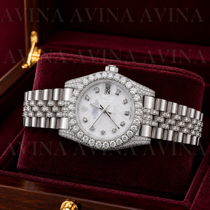 Montre mécanique analogique de luxe avec date, sertie de moissanite, bracelet en acier inoxydable, unisexe, 41 mm - Product Image 4