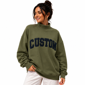 Sweat-shirt à col montant pour femme, toucher doux, mélange de coton, pull haut de gamme, production en gros OEM ODM - Product Image 1
