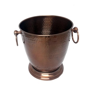 Seau à champagne et refroidisseur à vin en cuivre antique martelé, grand format, avec poignées décoratives, pour la restauration haut de gamme, bac à boissons en métal - Product Image 6