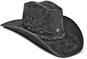 Sombrero de Vaquero de Cuero Genuino Negro Personalizado OEM, Sombrero de Vaquero Vintage de Ala Ancha, Fabricante Mayorista - Product Image 5