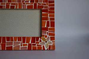 Orange Mosaic Photo <b>Frame</b> <b>with</b> Stand Decorative Tabletop Picture <b>Frame</b> for Home Office Decor - Product Image 2