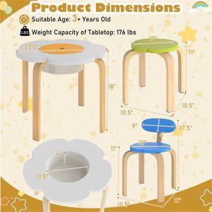 Set Tavolo e Sedie per Bambini a Forma di Fiore, Mobili in Legno Sicuri per Gioco e Studio, Set di Arredamento per Bambini - Product Image 6