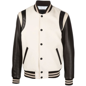 Chaquetas de Hombre de Alta Calidad, Transpirables, con Cuello Alto, Corte Regular, Cierre de Botón Único, Manga Negra, Cuerpo Blanco, Estilo Casual Otoñal - Product Image 4