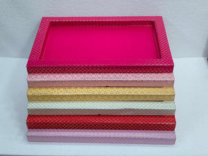 Venta caliente de almacenamiento de tablero MDF que sirve bandeja de servicio decorativa pintada a mano de madera hecha a mano - Product Image 3