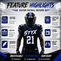 Ensemble d'uniformes de football américain pour adultes de haute qualité 100% polyester, unisexe, respirant, logo personnalisé, sublimation OEM ODM