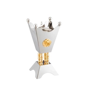 Luxurious <b>Silver</b> And Gold Crown Metal Incense <b>Burner</b> With Sleek Metallic Finish Emits Elegant Smoke For A Regal Ambience - Product Image 4