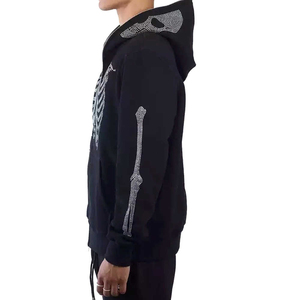 Sweat à capuche thermique surdimensionné personnalisé noir avec logo de haute qualité, couleur unie, 100% coton, polaire respirant, taille XS pour l'hiver - Product Image 2