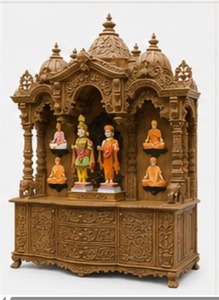 Big Storage Swaminarayan <b>Mandir</b> Teak Wood Temple Traditional Brown Hindu Durable Professional Wholesale Price USA - Product Image 2