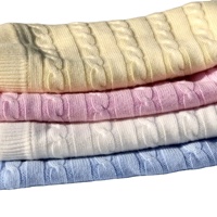 Couverture bébé ovale classique en cachemire et laine tricotée à motif géométrique, chaude et douce, quatre saisons, KMB Pashmina, Népal, légère