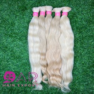 Extensions en vrac de cheveux humains vierges alignés sur les cuticules blondes de qualité supérieure 613 perruque en dentelle droite avec produit capillaire mélangé sur le devant - Product Image 1