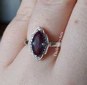 Anillo de Alejandrita, Joyería con Piedra de Nacimiento, Corte Marquesa, Anillo de Compromiso, Piedra de Nacimiento de Junio, Joyería con Gemas que Cambian de Color, Regalo - Product Image 5