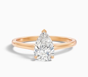 Bague en Moissanite taille Poire en Argent Sterling 925 Plaqué Or Jaune, Bague de Fiançailles et de Mariage Délicate, Minimaliste, Goutte d'Eau, Promesse - Product Image 1